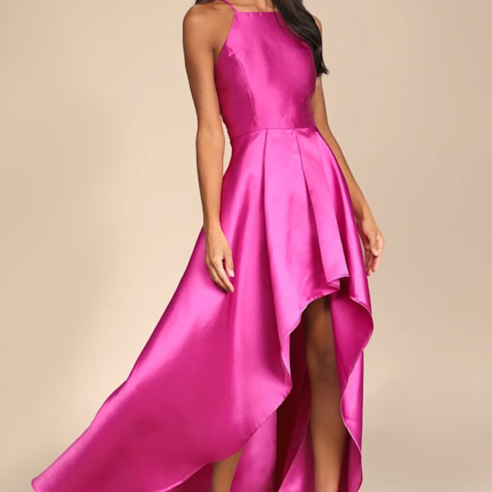 Lulus Broadway Show Magenta High-low Gown Pink - Size S
